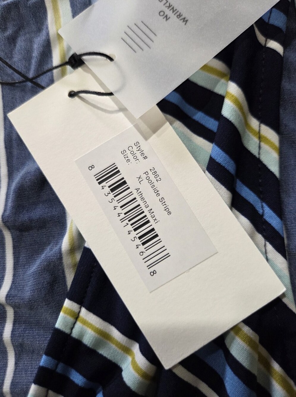 Leota Sleeveless V-Neck Striped Maxi Dress in Navy, White & Light Blue - Size XL - Picture 7 of 11